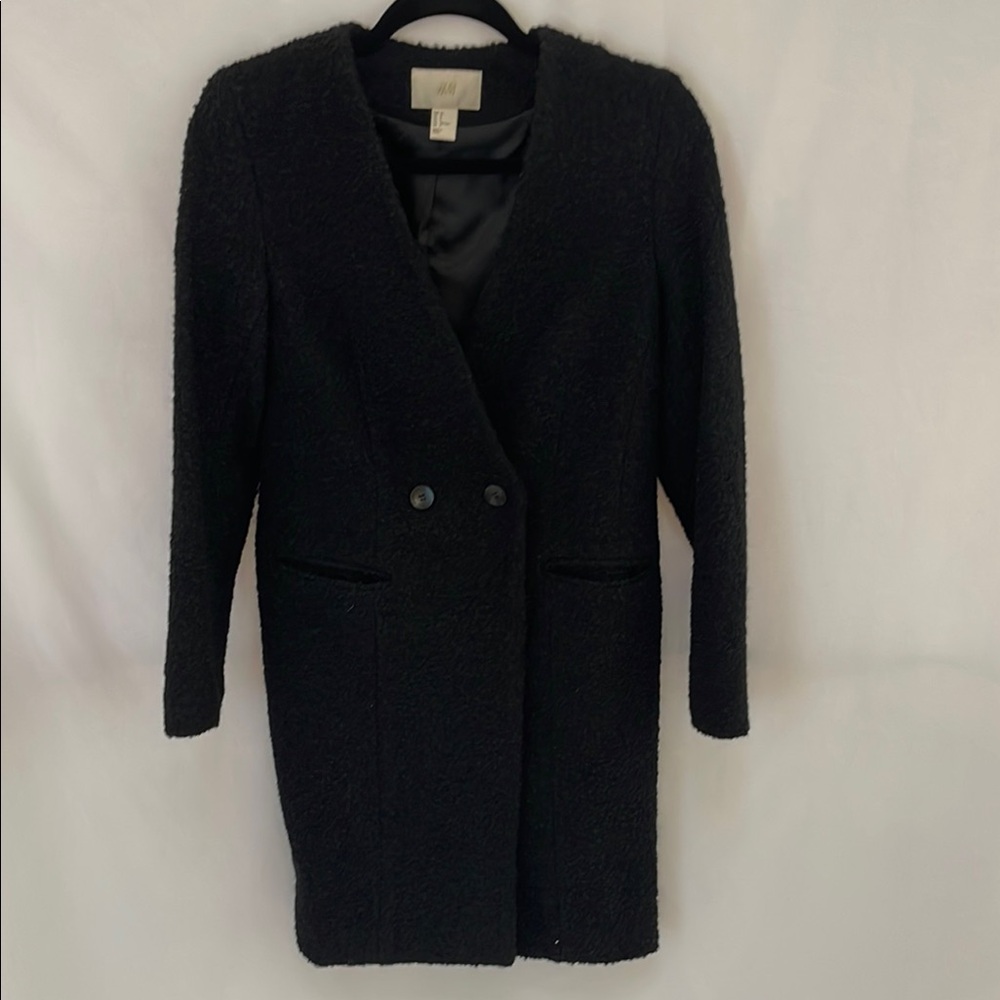 H&M Black Blazer Teddy Tailored Wool-Blend